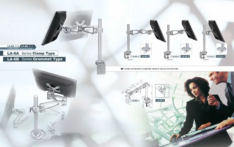 Monitor arms LA6A Series (clamp type) and LA6B Series (grommet type)